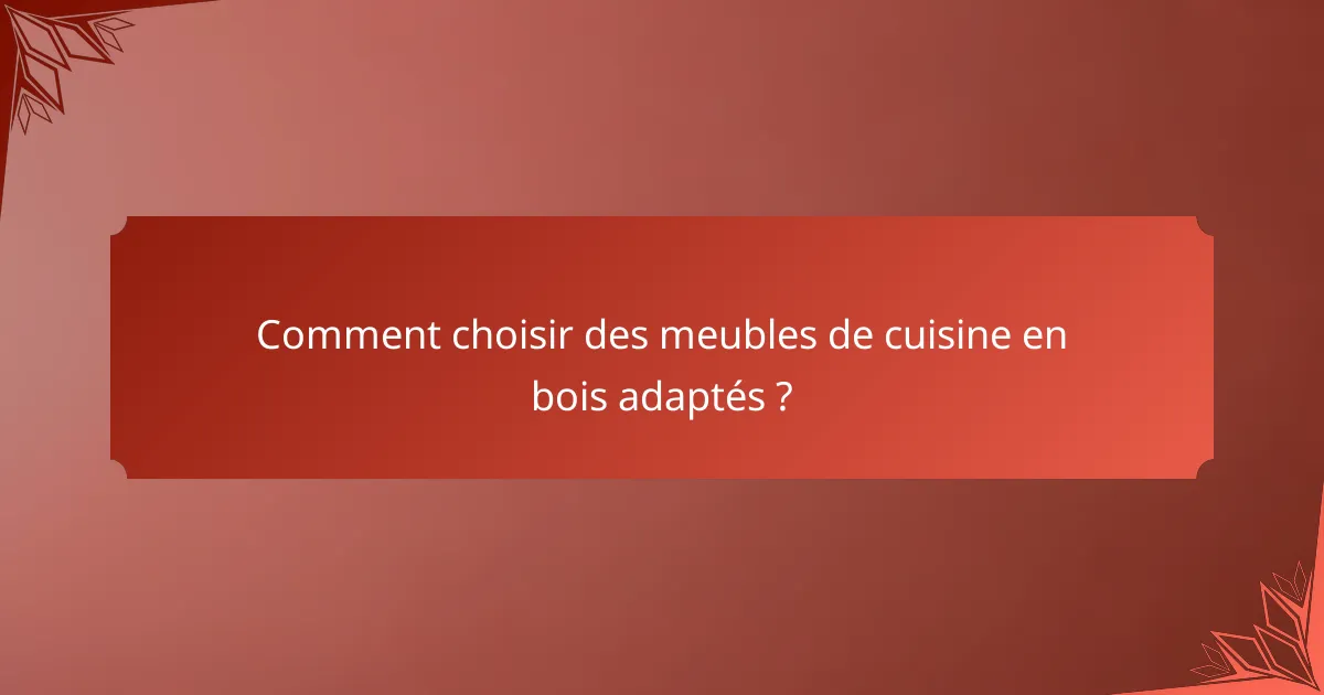 Comment choisir des meubles de cuisine en bois adaptés ?