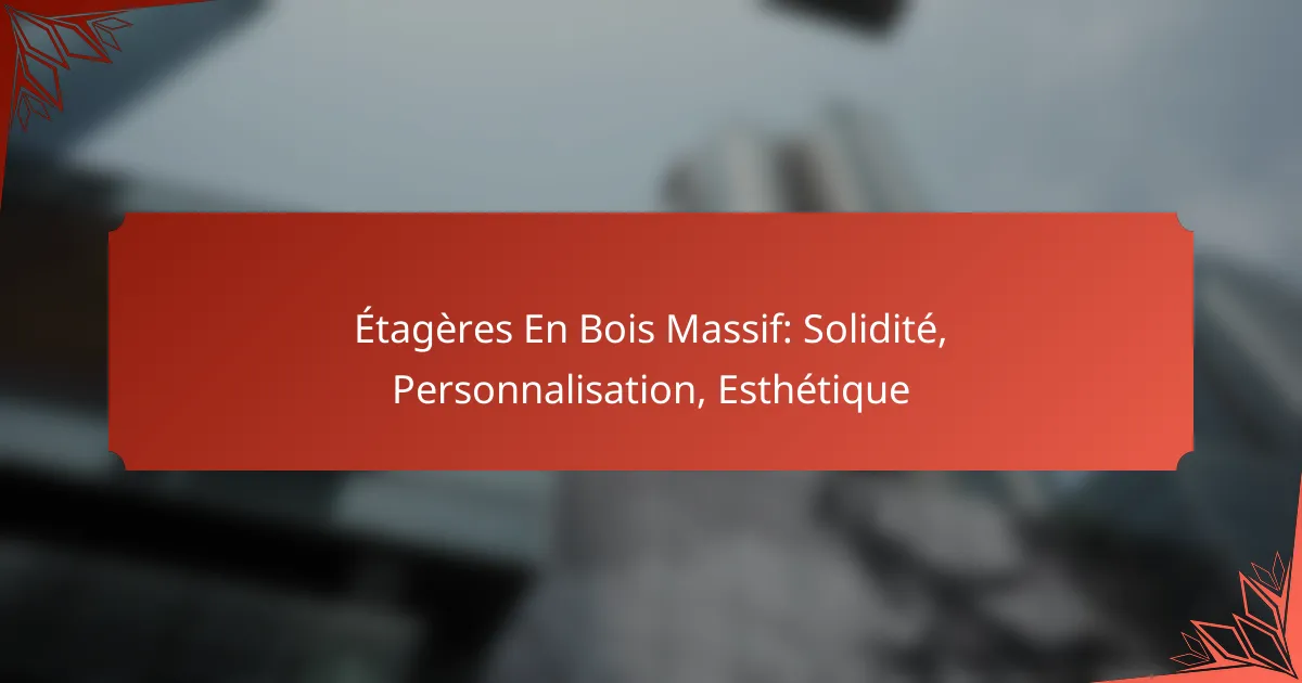 Étagères En Bois Massif: Solidité, Personnalisation, Esthétique