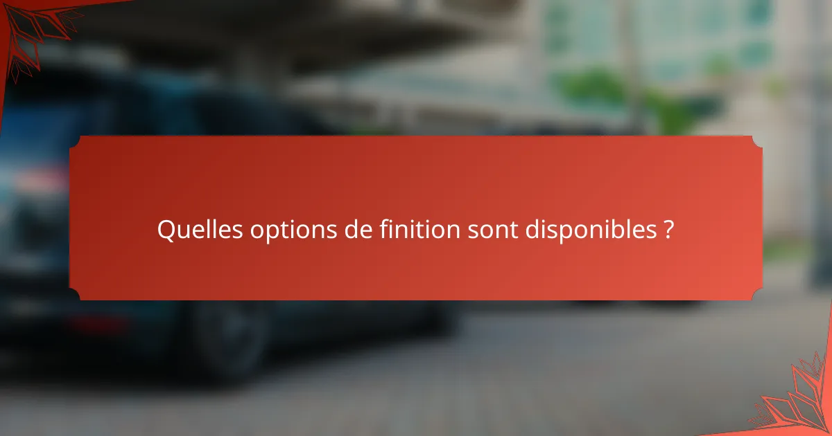 Quelles options de finition sont disponibles ?
