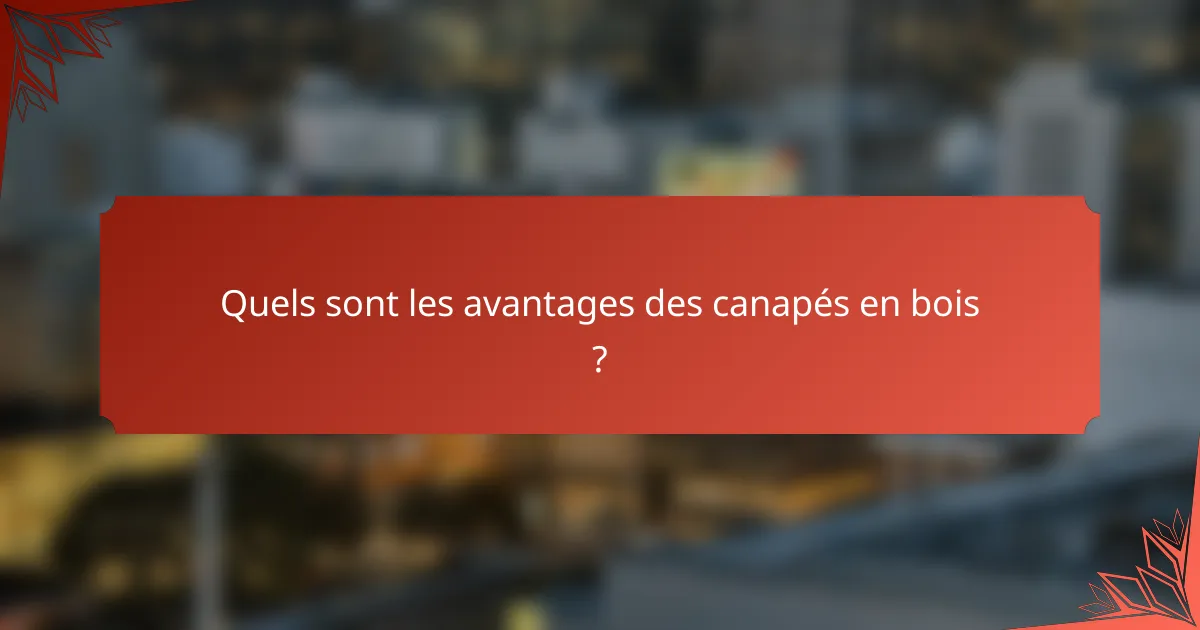 Quels sont les avantages des canapés en bois ?