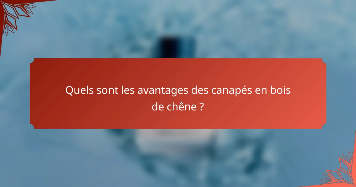 Quels sont les avantages des canapés en bois de chêne ?