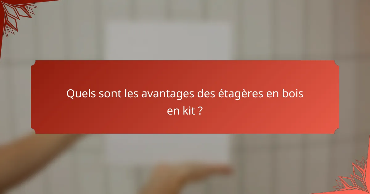 Quels sont les avantages des étagères en bois en kit ?