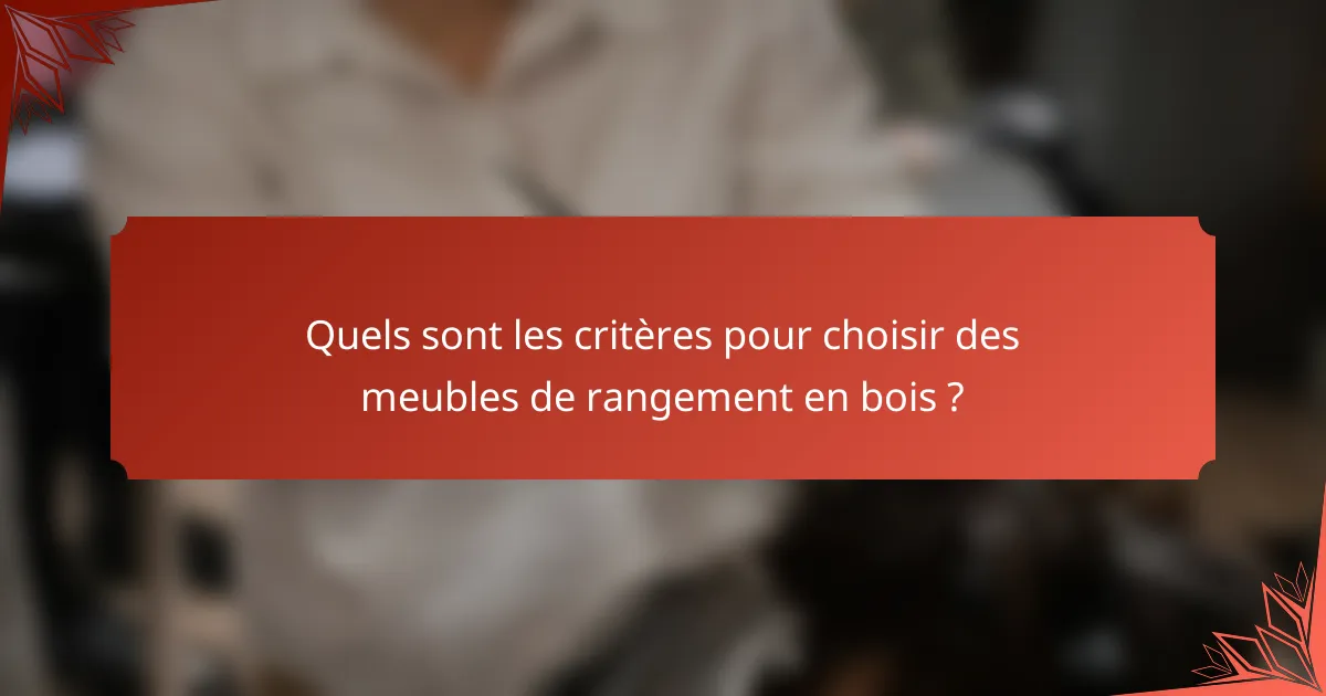 Quels sont les critères pour choisir des meubles de rangement en bois ?